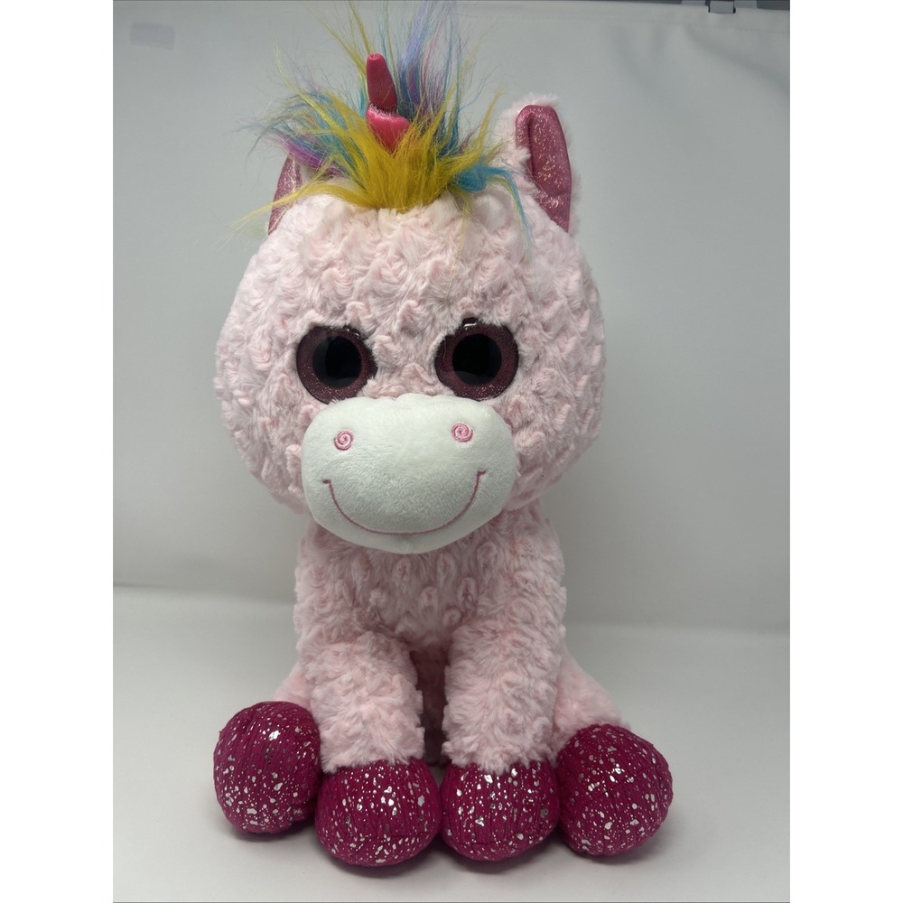 Huge Pink Plush Unicorn Rainbow Mane Sparkle Hooves & Eyes Toys R Us Soft